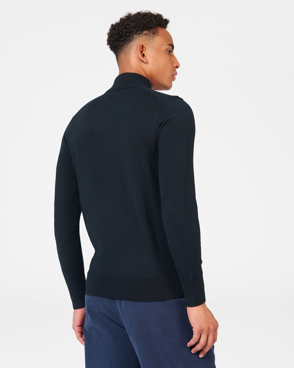 Pleteniny Ben Sherman Merino Half-Zip Čierne | GWLPM3716