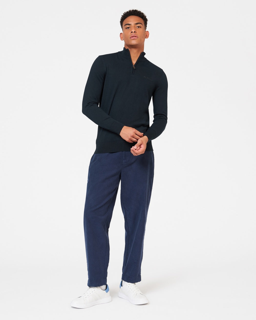 Pleteniny Ben Sherman Merino Half-Zip Čierne | GWLPM3716