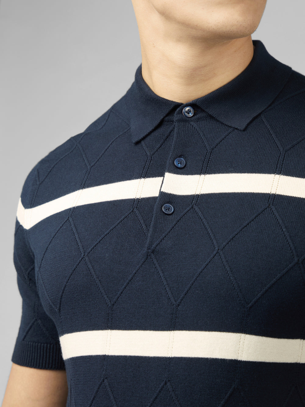 Pleteniny Ben Sherman Signature Argyle Stripe Polo Námornícka Modrá | XYWAS4532