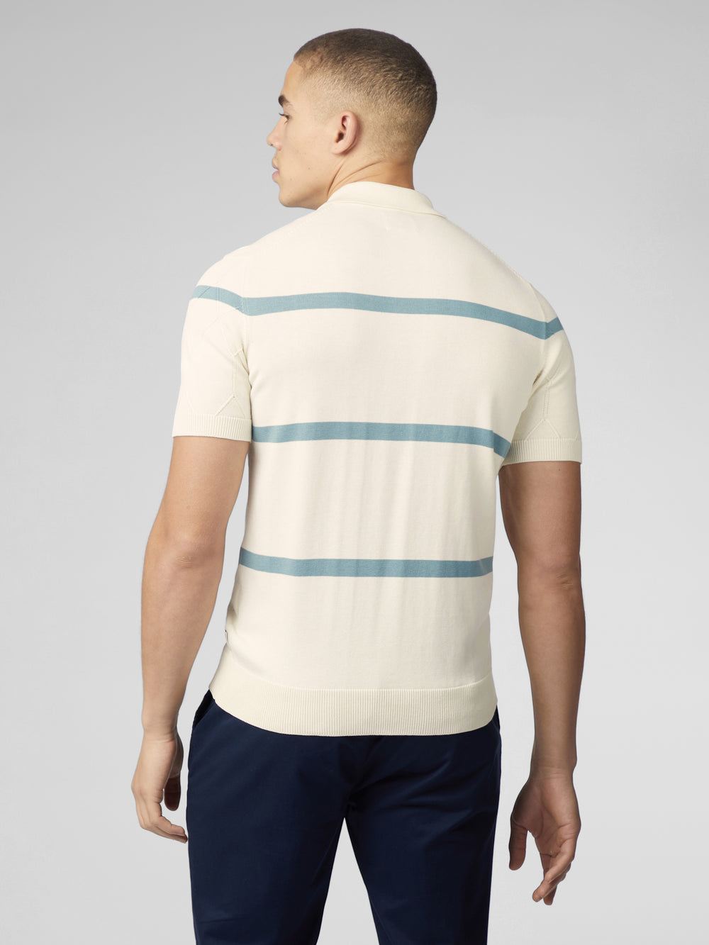 Pleteniny Ben Sherman Signature Argyle Stripe Polo Biele | EWPMI4612