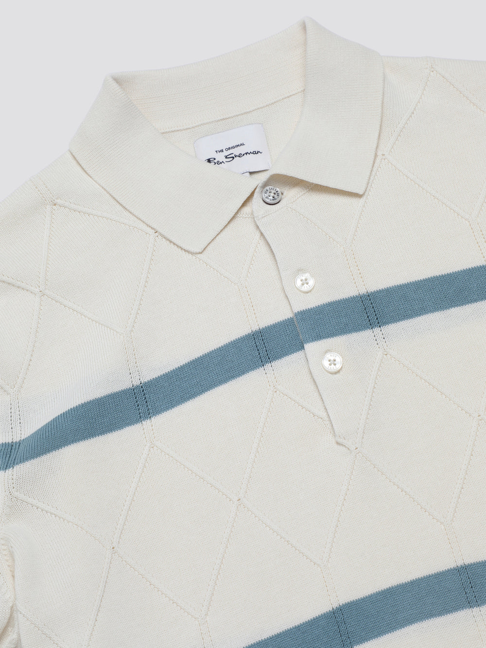 Pleteniny Ben Sherman Signature Argyle Stripe Polo Biele | EWPMI4612