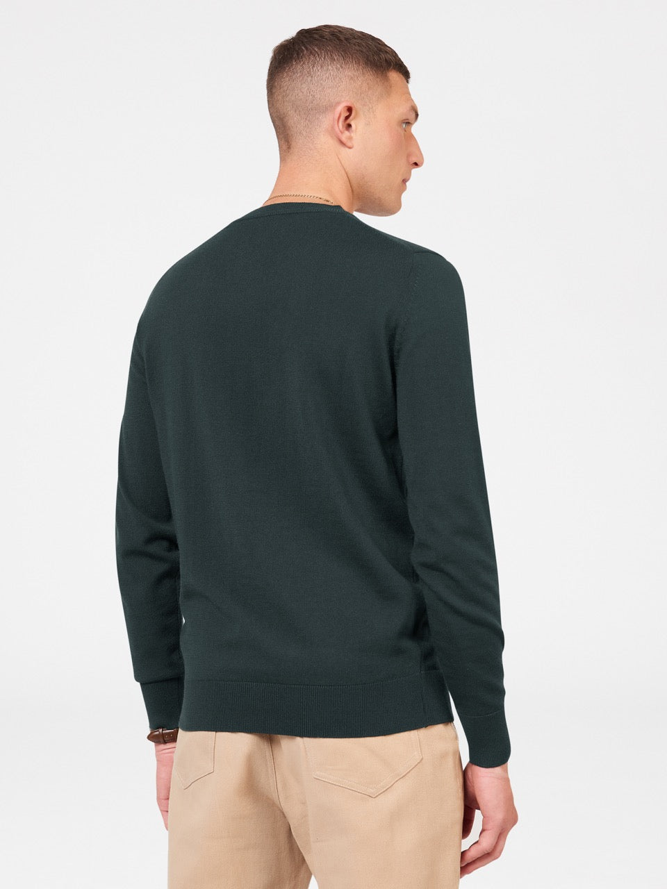 Pleteniny Ben Sherman Signature Merino Crewneck Tmavo Zelene | TIKYW6529