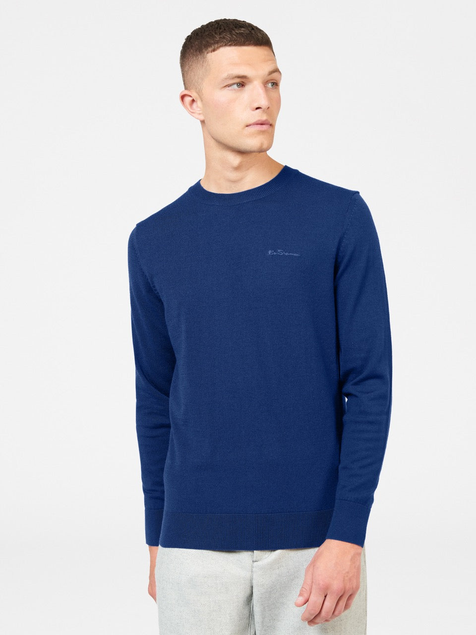 Pleteniny Ben Sherman Signature Merino Crewneck Modre | LUDSP1027