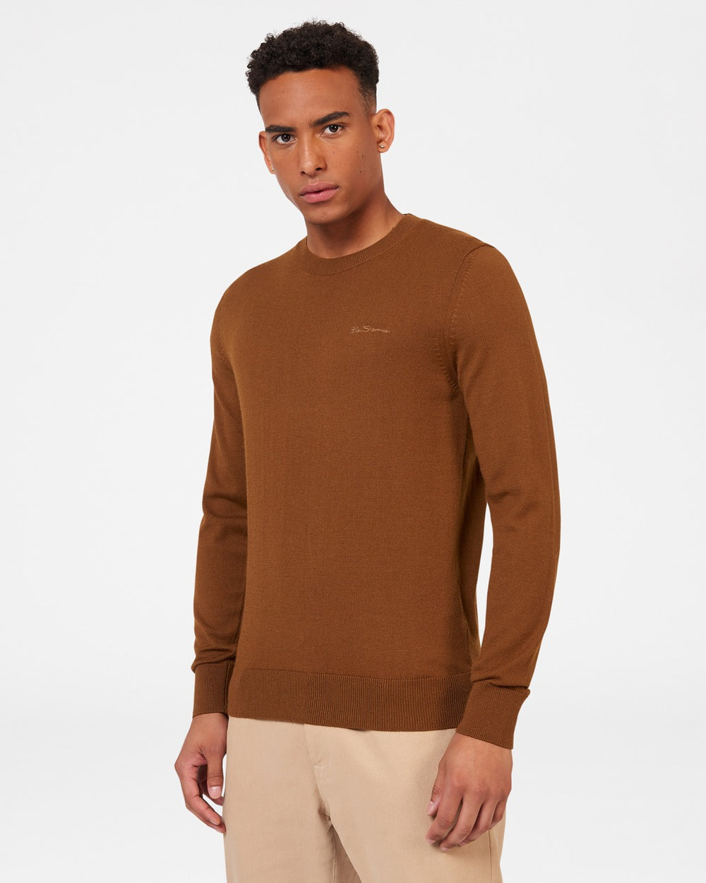 Pleteniny Ben Sherman Signature Merino Crewneck Hnede | LUHEB0279