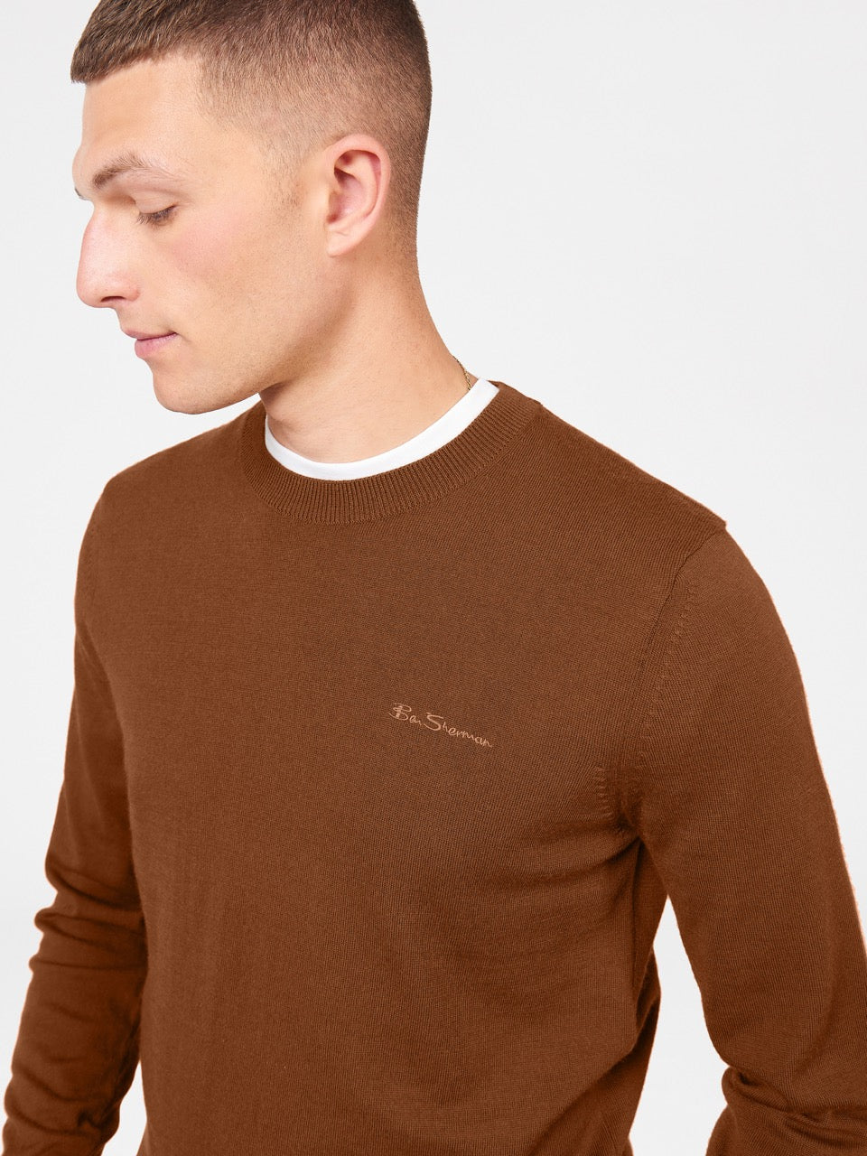 Pleteniny Ben Sherman Signature Merino Crewneck Hnede | LUHEB0279