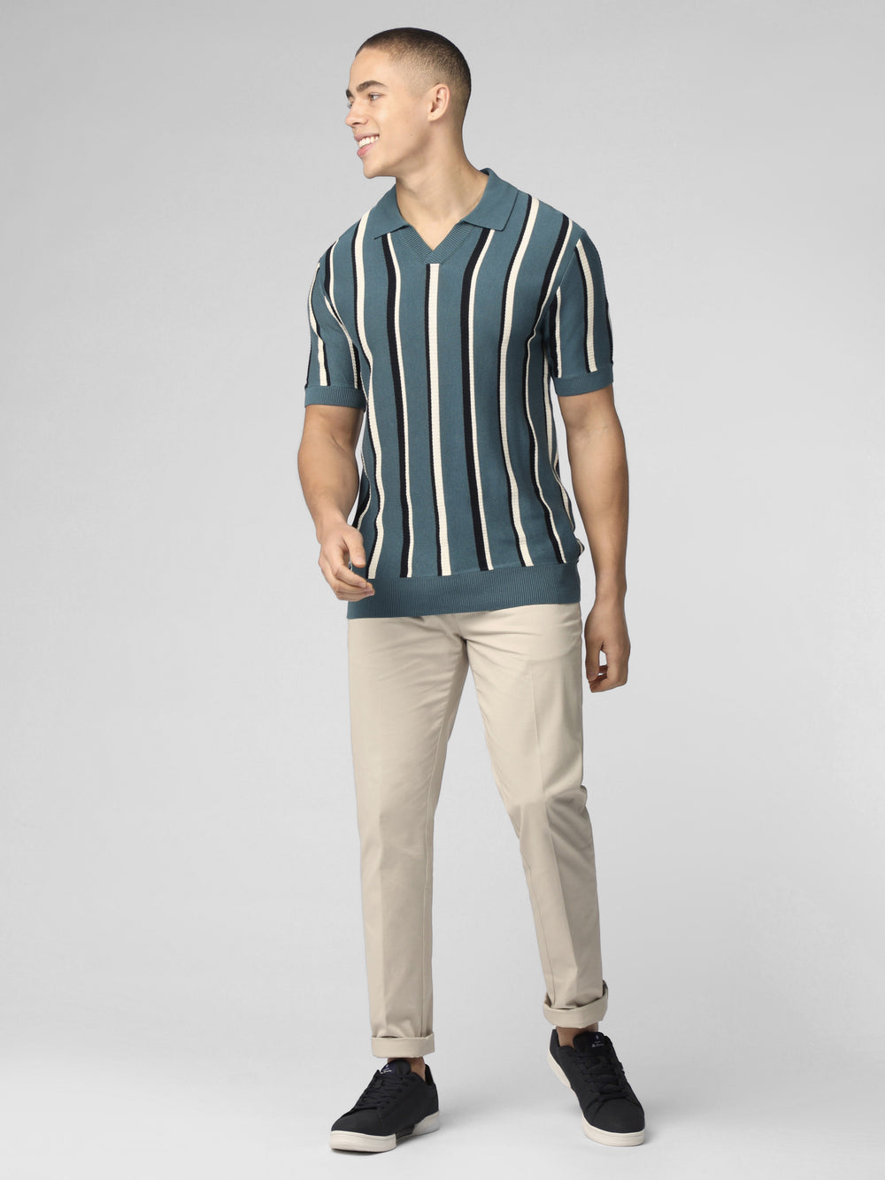 Pleteniny Ben Sherman Signature Vertical Stripe Open Neck Polo Tyrkysové | AMTPI0816