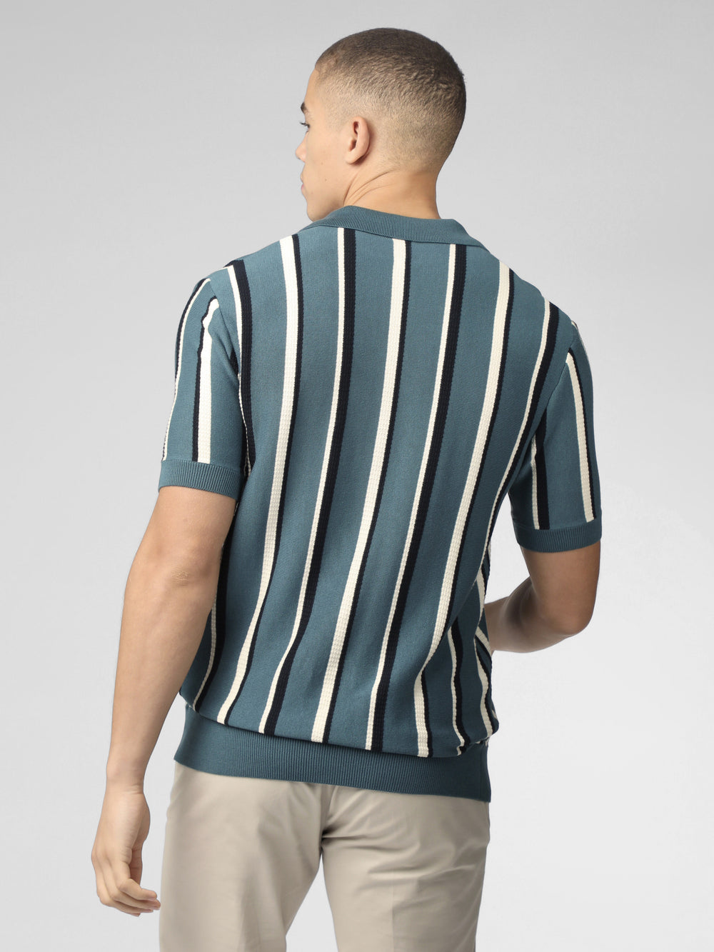 Pleteniny Ben Sherman Signature Vertical Stripe Open Neck Polo Tyrkysové | AMTPI0816