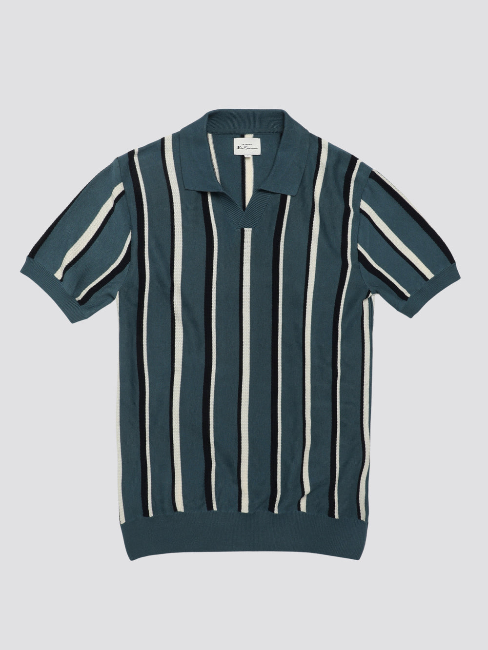 Pleteniny Ben Sherman Signature Vertical Stripe Open Neck Polo Tyrkysové | AMTPI0816