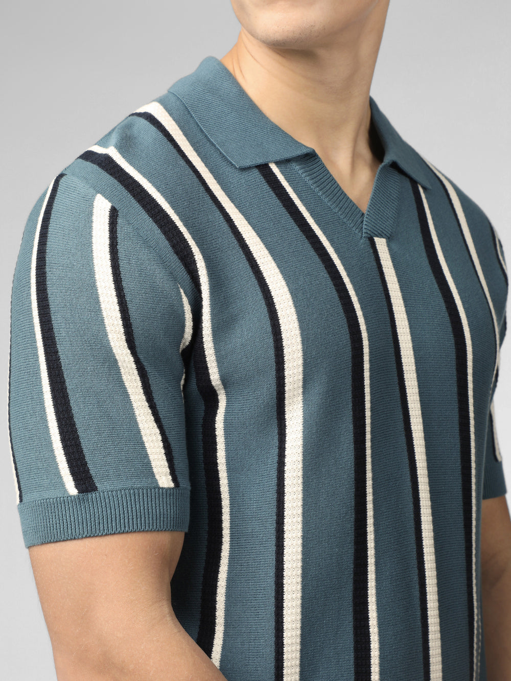 Pleteniny Ben Sherman Signature Vertical Stripe Open Neck Polo Tyrkysové | AMTPI0816