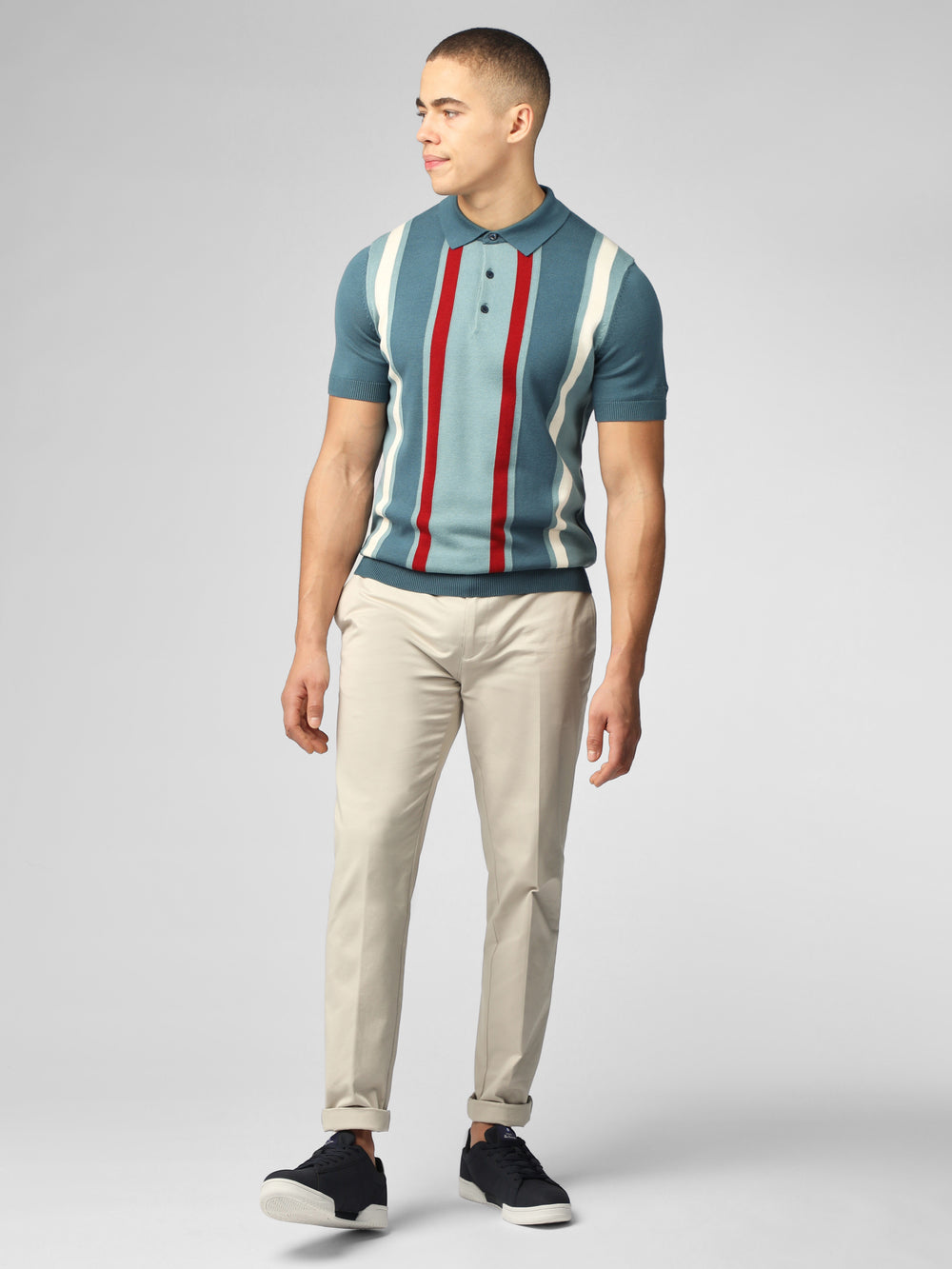 Pleteniny Ben Sherman Signature Vertical Stripe Polo Tyrkysové | XPART1238