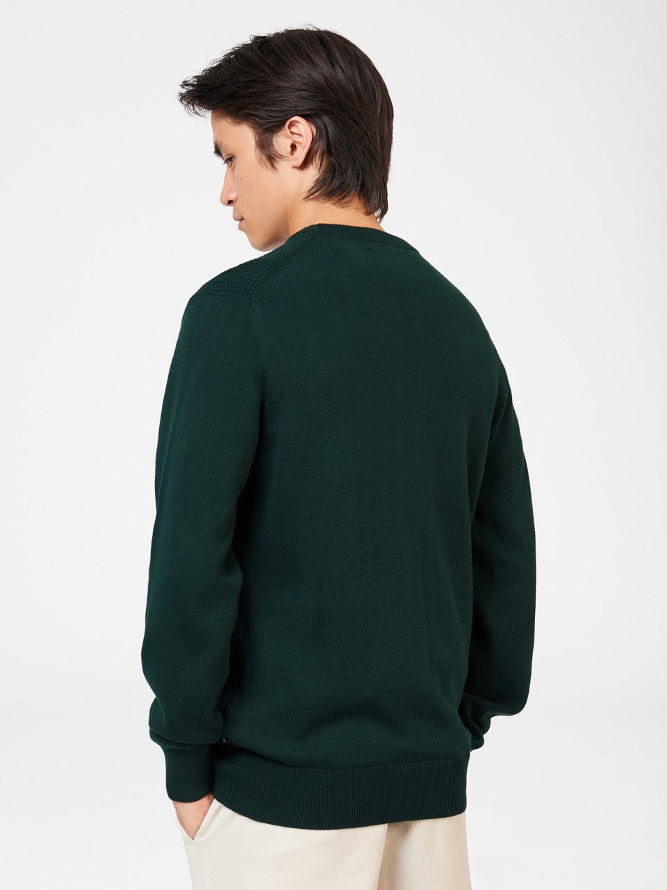 Pleteniny Ben Sherman Textured Crewneck Tmavo Zelene | CKRGN3705