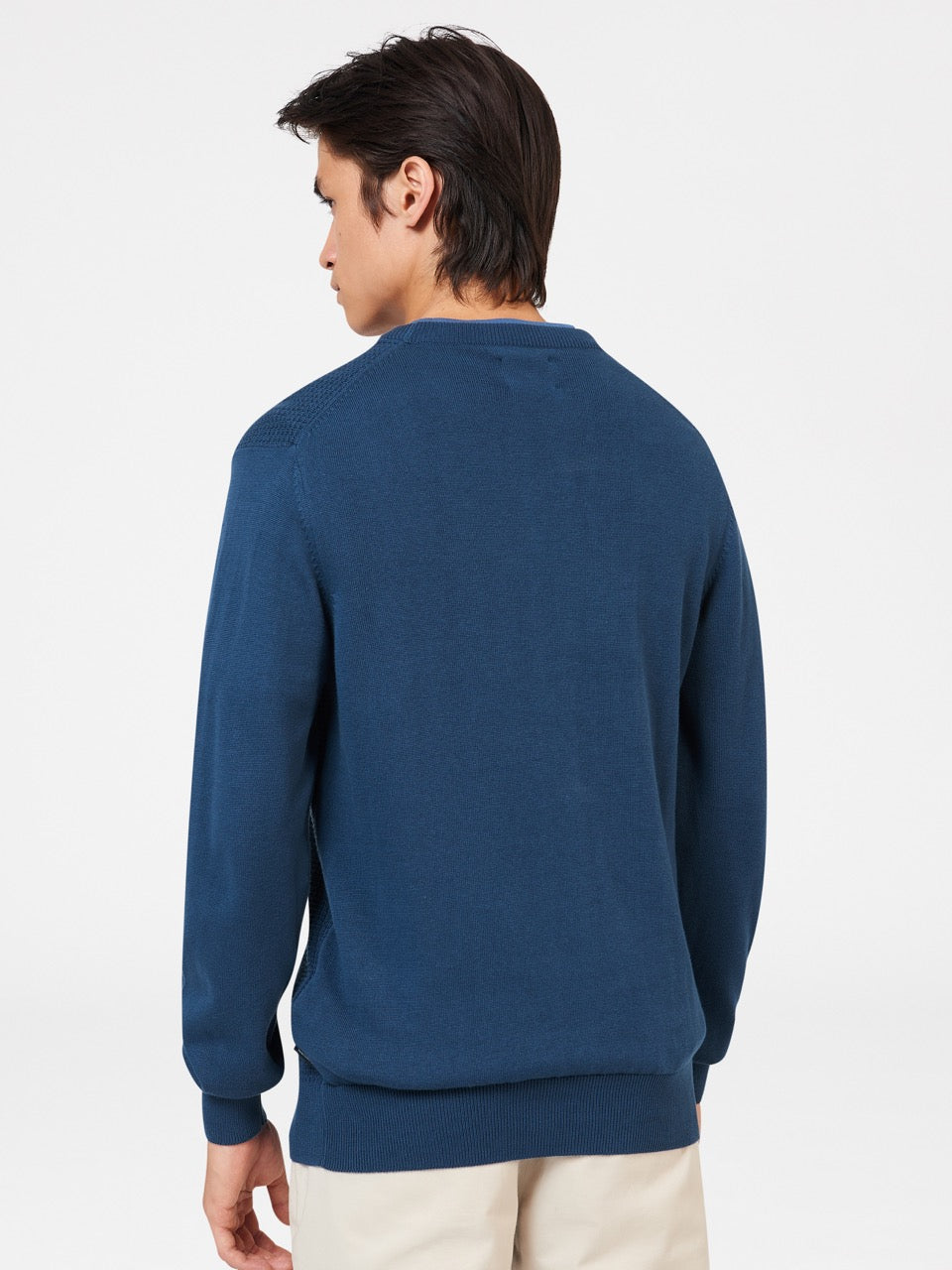 Pleteniny Ben Sherman Textured Crewneck Indigo | TCZXG6019