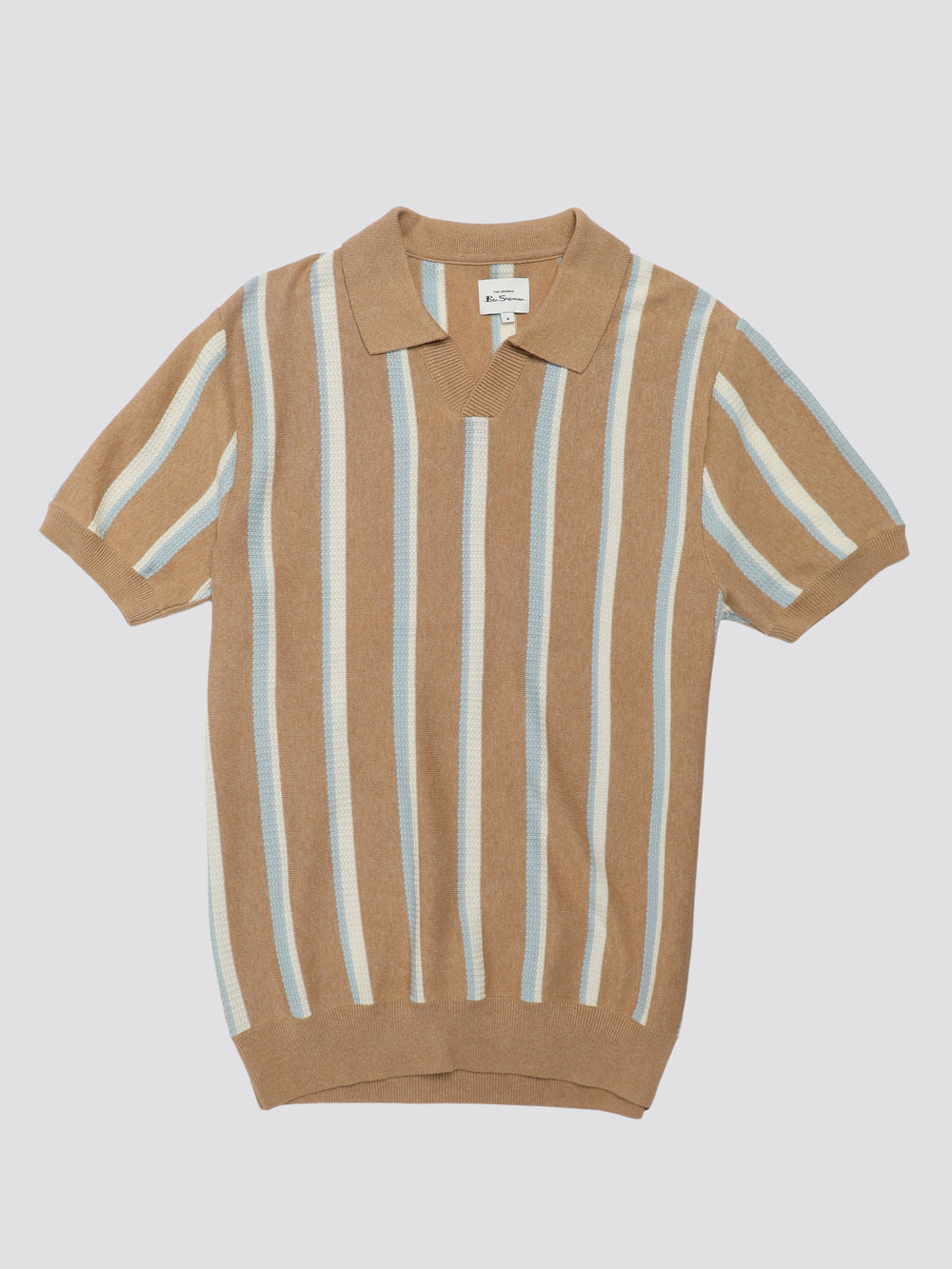 Pleteniny Ben Sherman Vertical Stripe Open Neck Polo Siva | DMVNK4972