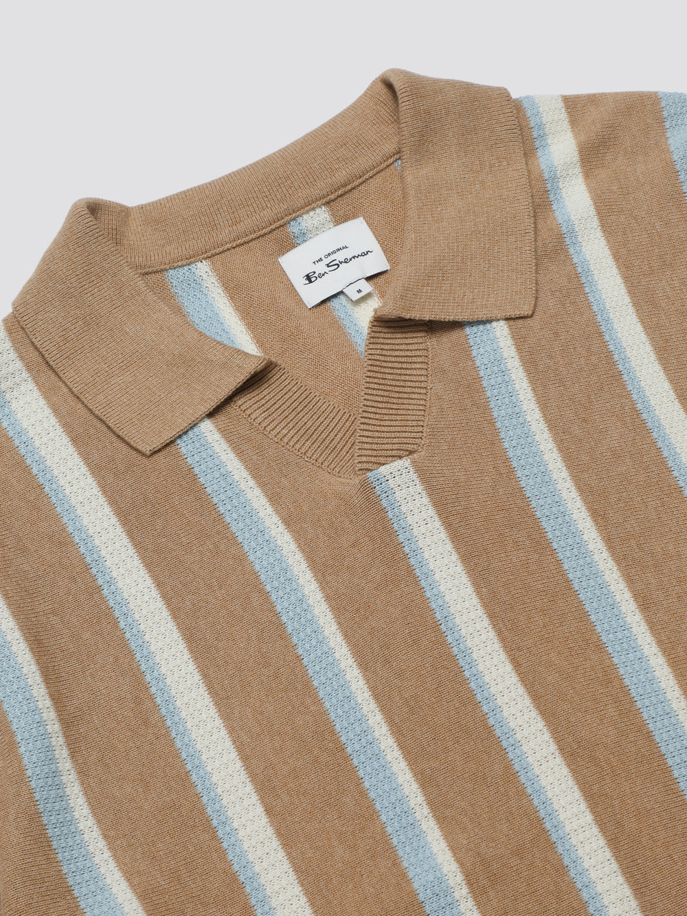 Pleteniny Ben Sherman Vertical Stripe Open Neck Polo Siva | DMVNK4972