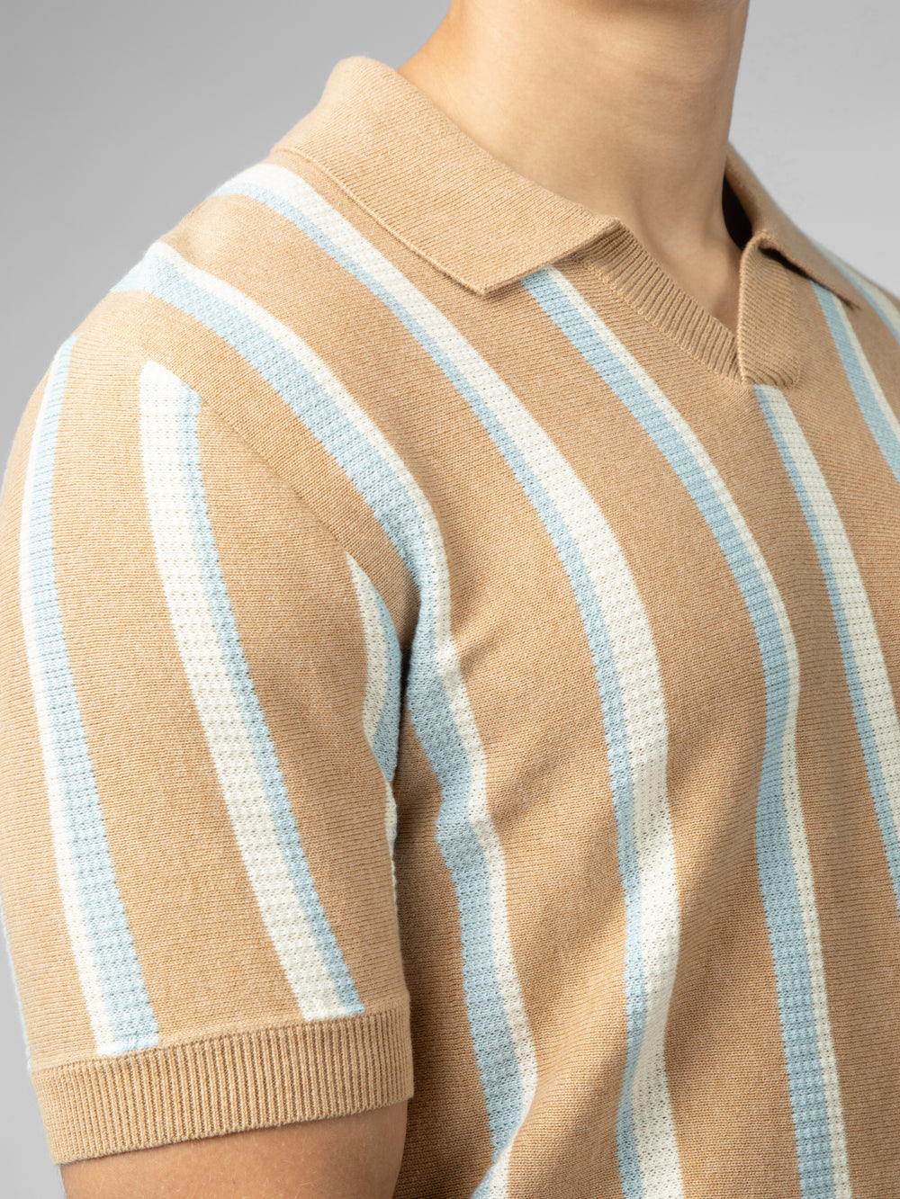 Pleteniny Ben Sherman Vertical Stripe Open Neck Polo Siva | DMVNK4972