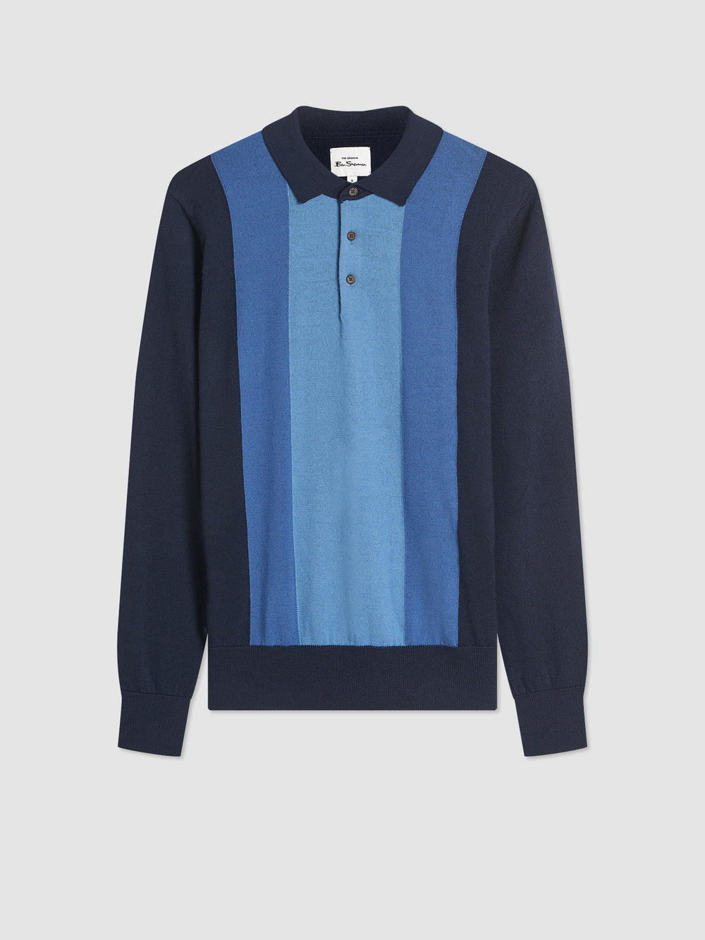 Polo Svetre S Výstrihom Ben Sherman Block Stripe Merino Námornícka Modrá | BSATK8251