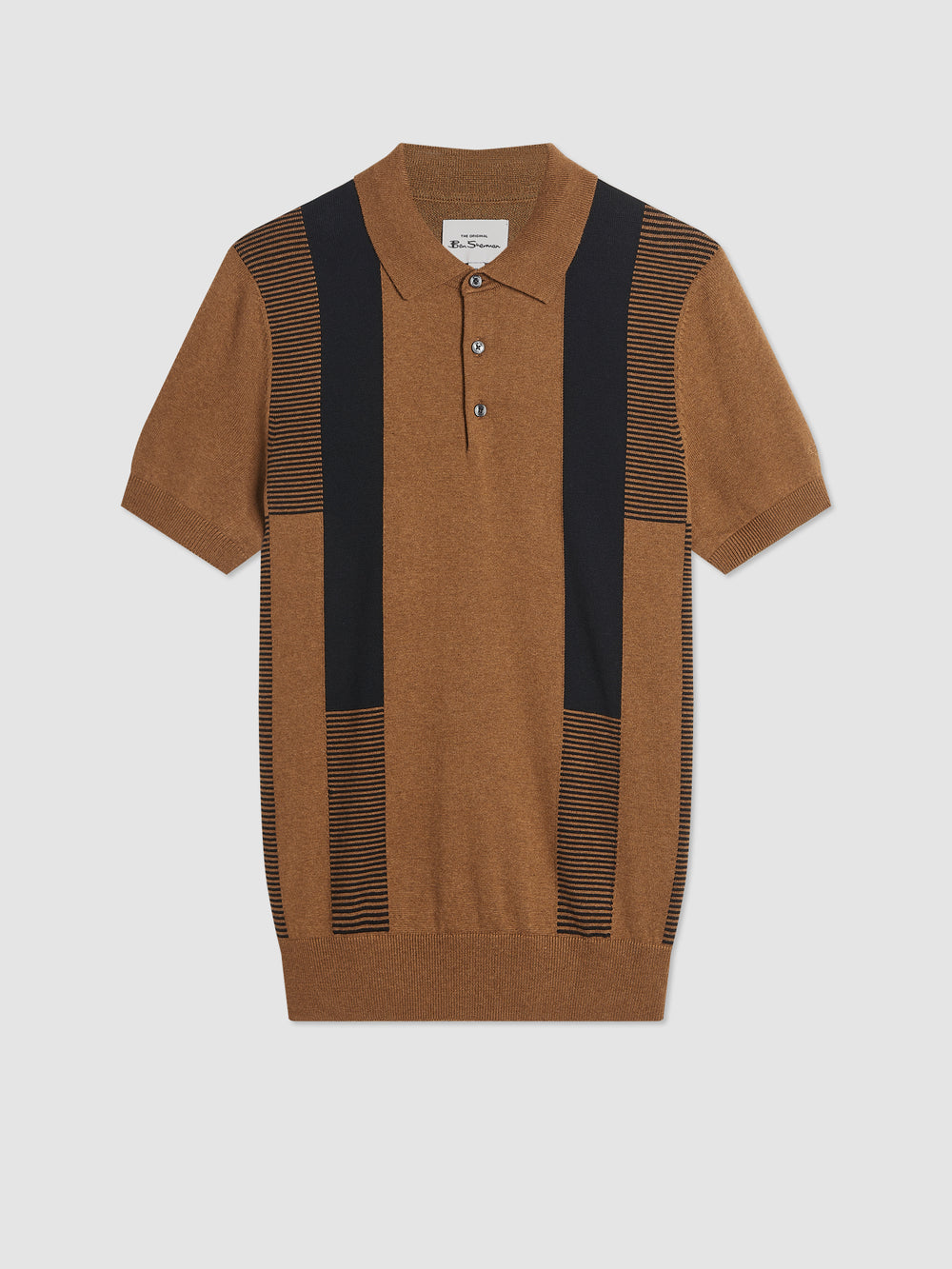 Polo Svetre S Výstrihom Ben Sherman Intarsia Stripe Hnede | FYIDZ8529