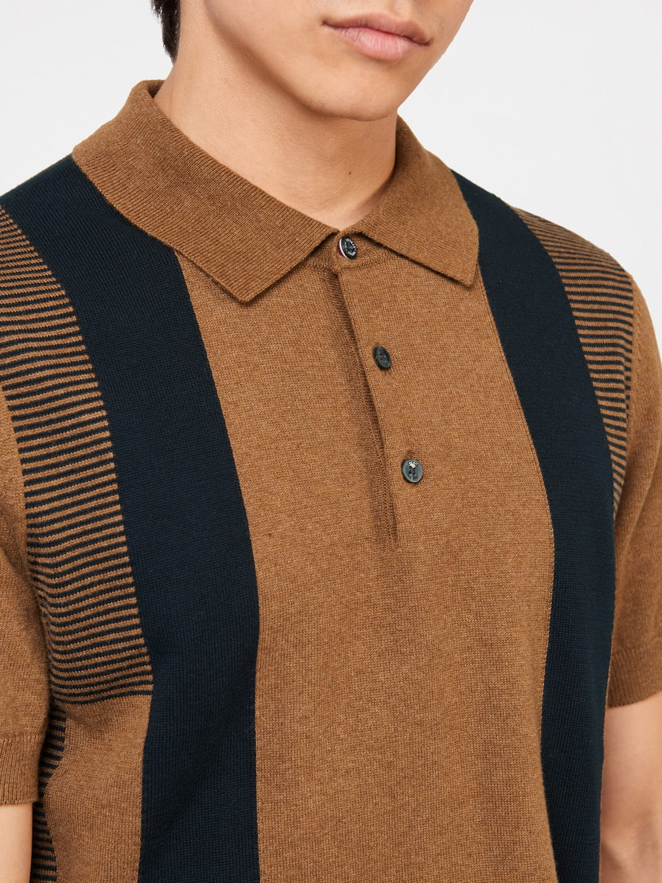 Polo Svetre S Výstrihom Ben Sherman Intarsia Stripe Hnede | FYIDZ8529