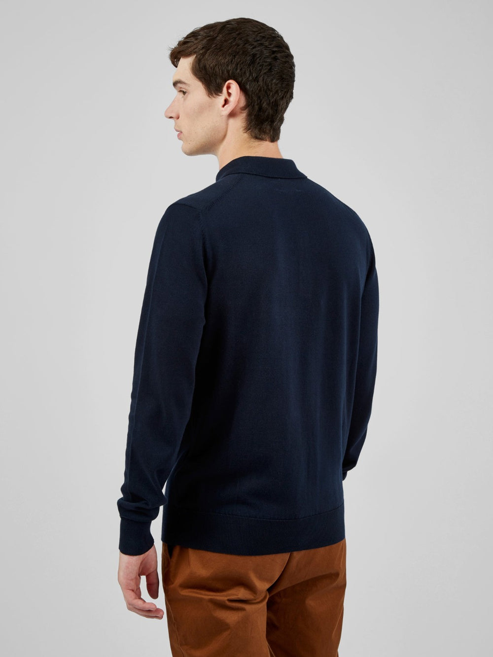 Polo Svetre S Výstrihom Ben Sherman Signature Long-Sleeve Námornícka Modrá | FOEUW4720