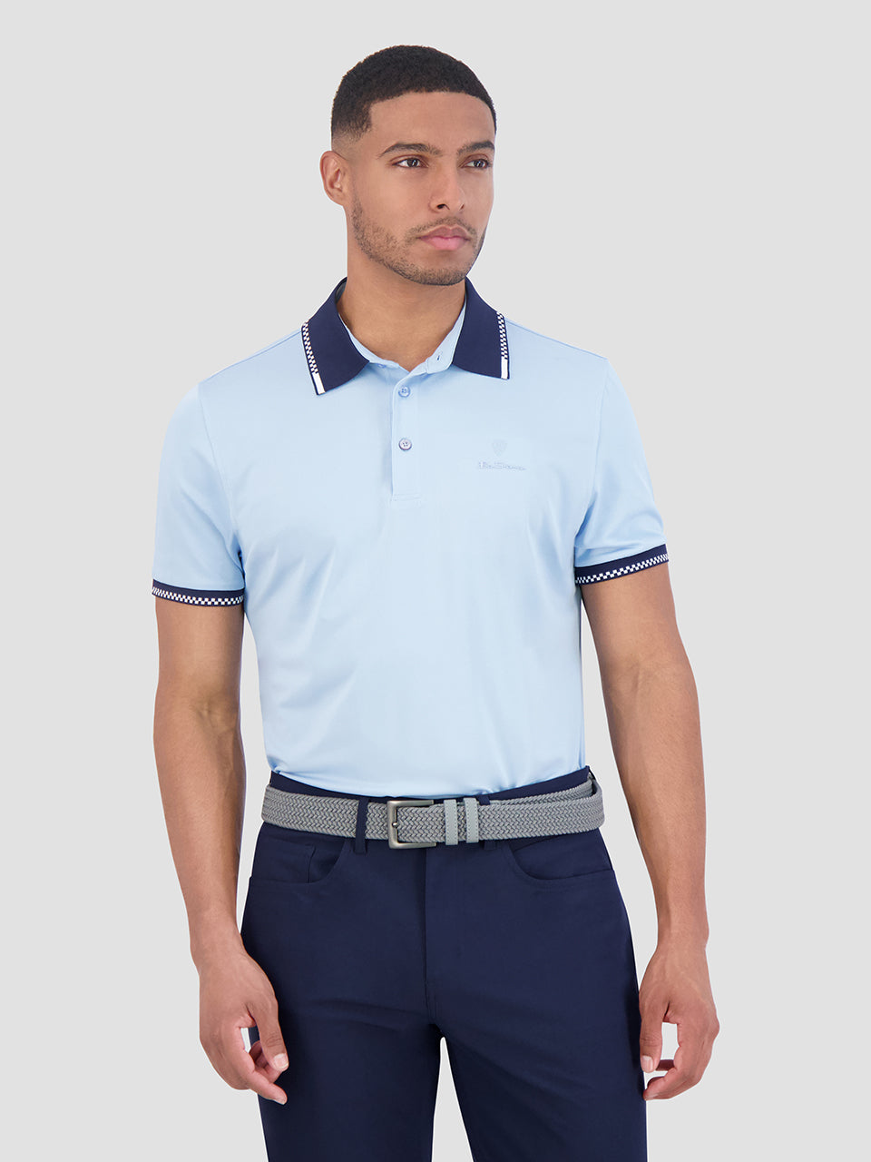 Polokosele Ben Sherman Checker Rib Air Pique Sports Fit Modre | NIPST7086