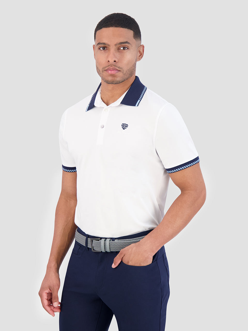 Polokosele Ben Sherman Checker Rib Air Pique Sports Fit Biele | PSTFO3456