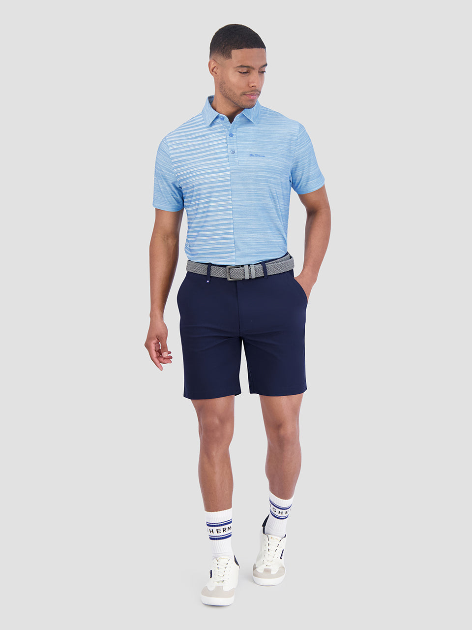 Polokosele Ben Sherman Melange Stripes Color Block Tech Jersey Sports Fit Modre | CEUHJ5728