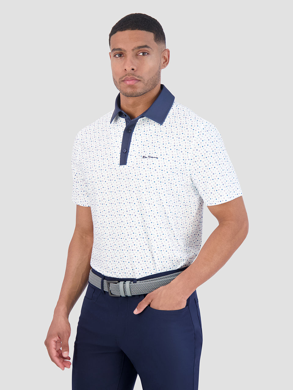 Polokosele Ben Sherman Polka Dots Tech Jersey Sports Fit Biele | SZVBO8596