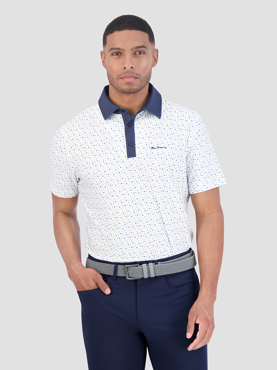 Polokosele Ben Sherman Polka Dots Tech Jersey Sports Fit Biele | SZVBO8596