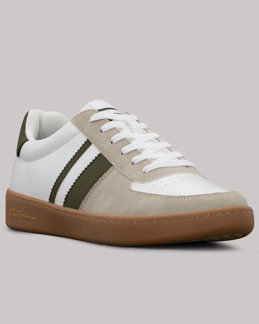 Tenisky Ben Sherman Hyde Olive Stripe Biele | CRHUP5126