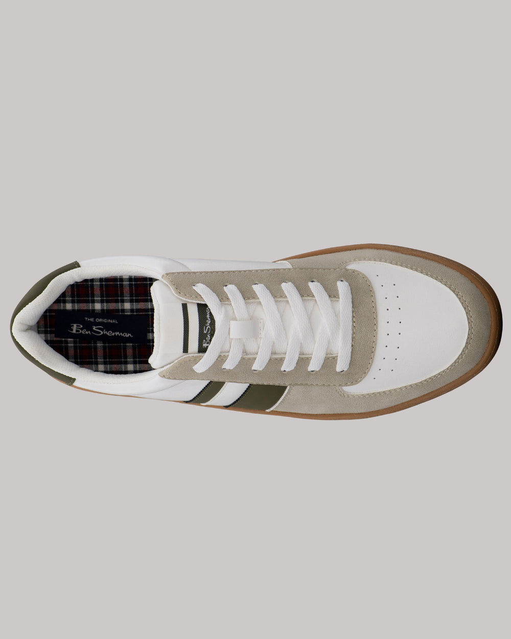 Tenisky Ben Sherman Hyde Olive Stripe Biele | CRHUP5126