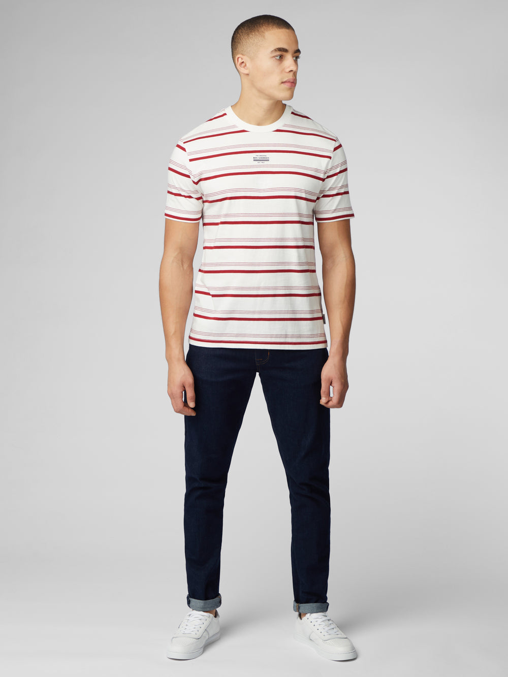 Tricko Ben Sherman Signature Fine Stripe Biele | JRIZQ8054